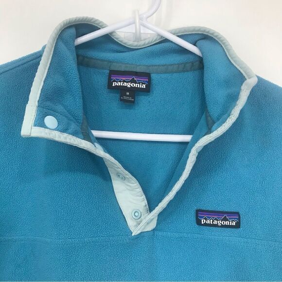 Patagonia Teal Blue Quarter Snap Micro Fleece Performance Layer Pullover - Picture 4 of 14